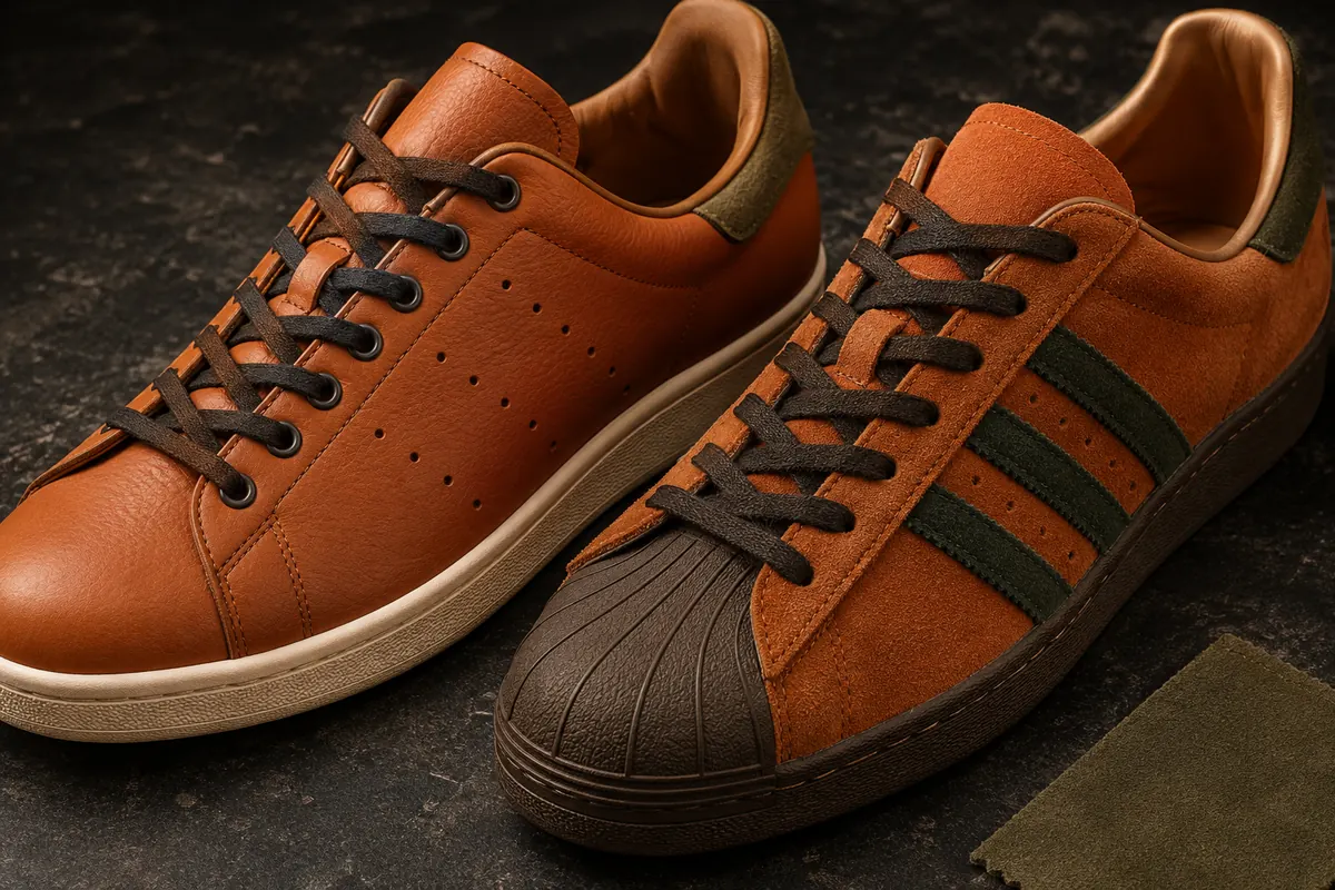 adidas Stan Smith vs Superstar — zbliżenie materiałów, paneli i podeszwy
