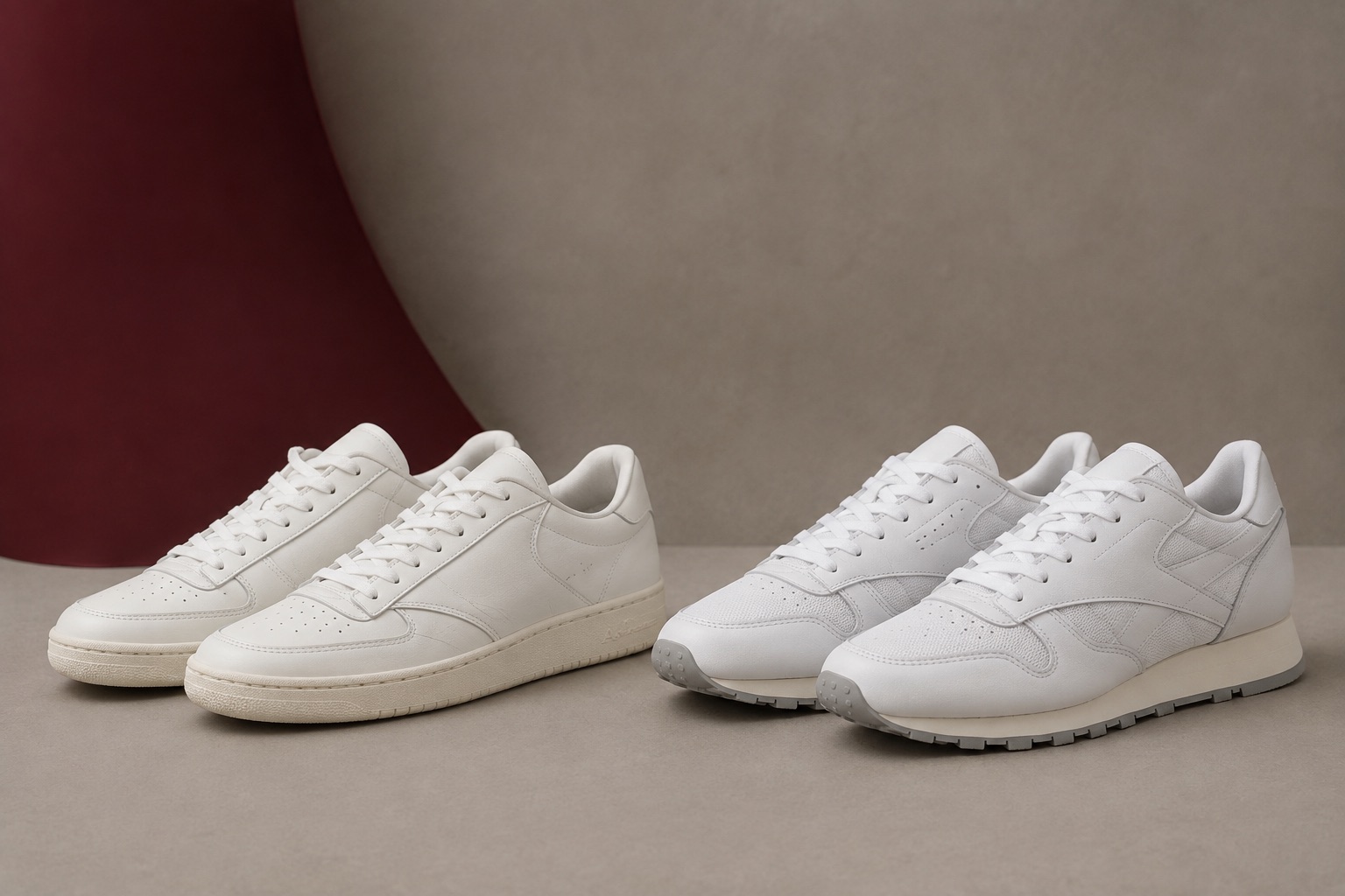 Porównanie sylwetki court i retro running Reebok Club C oraz Classic Leather